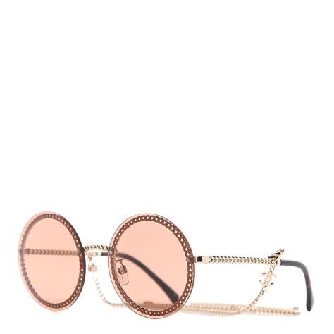 chanel round chain sunglasses|chanel brown round sunglasses.